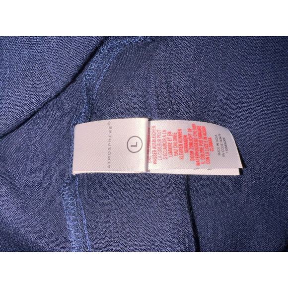 ATMOSPHERE Top Women's Size L Blue Fringe Accent V-neck Swim Beach Cover Up - Picture 7 of 7